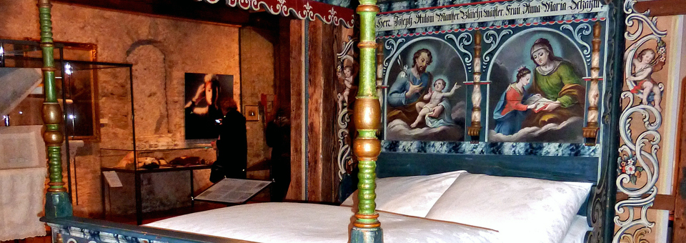 beautifully painted bed, Appenzell Museum, Switzerland