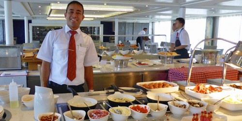 omelet station of the breakfast buffet aboard Viking River Cruises’ Viking Njord