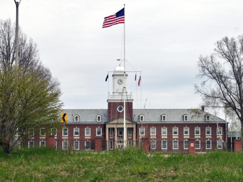 Coast Guard Academy from ground of Lyman Art Museum, New London, Connecticut