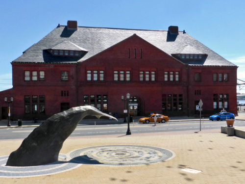 Whale Tail Fountain and Union Railway Station, New London, Connecticut