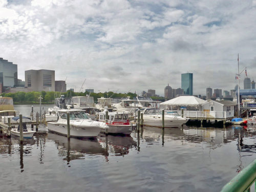 Boston skyline from the Royal Sonesta Hotel Boston in Cambridge, Massachusetts