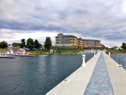 1000 Islands Harbor Hotel from dock, Clayton, New York