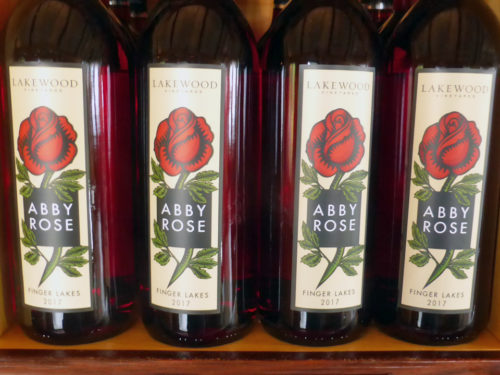 Abby Rose wine, named for the winemaker's oldest daughter, Lakewood Vineyards, Watkins Glen, NY